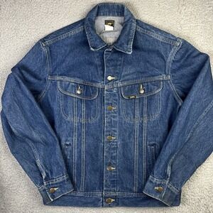 Vintage Lee Riders Jacket Mens 40L Blue Denim Trucker Jean Button Up Coat